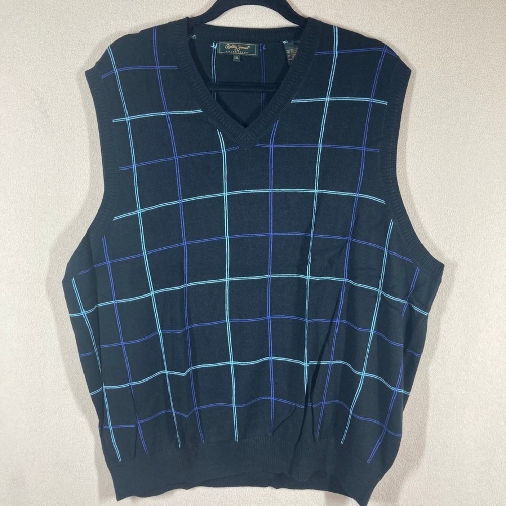 Vtg Bobby Jones Mens‎ Silk Blend Sweater Vest XXL Navy Golf Academia Grandpacore